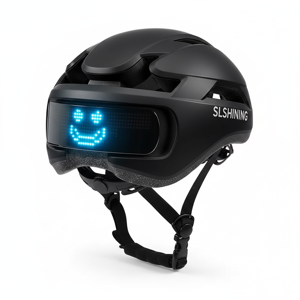 SLSHINING LED Bike Helmet with LED Display Screen Taillight Smart APP Control Bicycle Helmet Road MTB Cycling Helmets