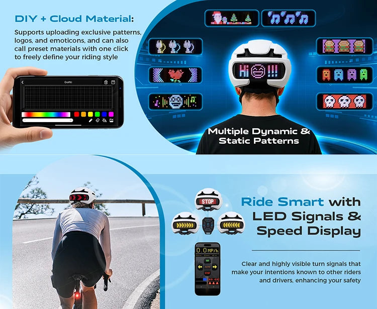 SLSHINING LED Bike Helmet with LED Display Screen Taillight Smart APP Control Bicycle Helmet Road MTB Cycling Helmets