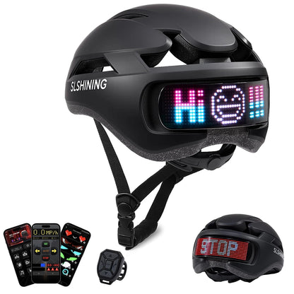 SLSHINING LED Bike Helmet with LED Display Screen Taillight Smart APP Control Bicycle Helmet Road MTB Cycling Helmets